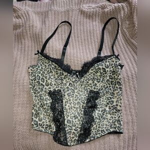Leopard print lace bustier top